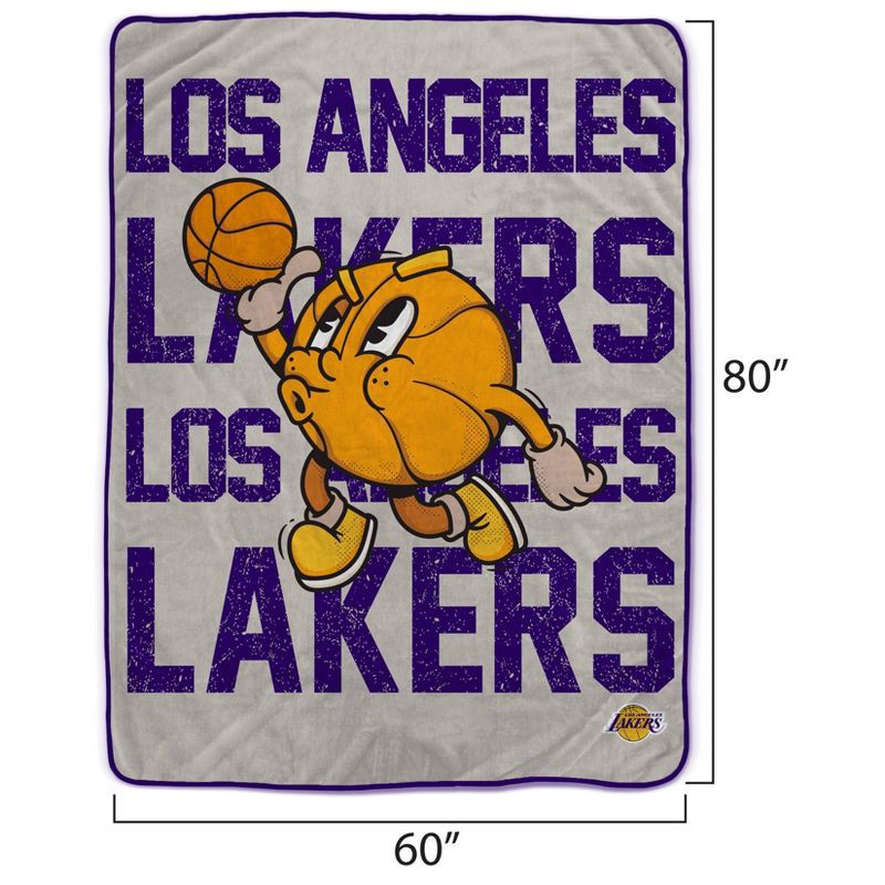 slide 3 of 3, NBA Los Angeles Lakers 60"x80" Cartoon Basketball Ultra Cozy Blanket, 1 ct