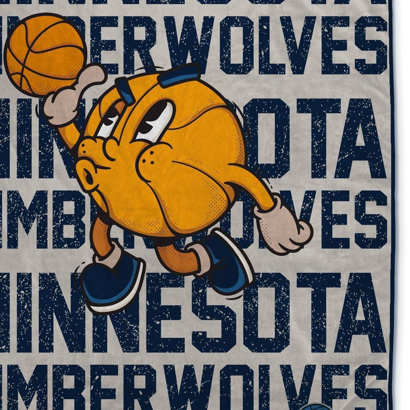 slide 2 of 3, NBA Minnesota Timberwolves 60"x80" Cartoon Basketball Ultra Cozy Blanket, 1 ct