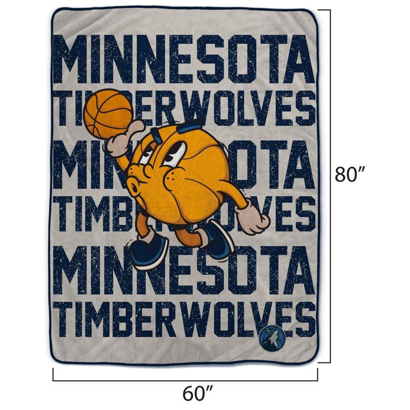 slide 3 of 3, NBA Minnesota Timberwolves 60"x80" Cartoon Basketball Ultra Cozy Blanket, 1 ct