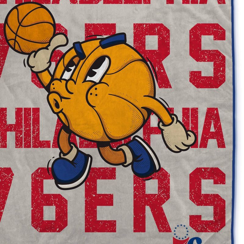 slide 2 of 3, NBA Philadelphia 76ers 60"x80" Cartoon Basketball Ultra Cozy Blanket, 1 ct