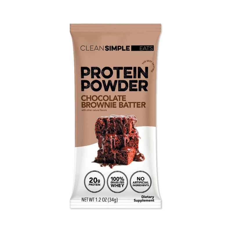slide 1 of 9, Clean Simple Eats Protein Powder - Chocolate Brownie Batter - Whey Protein Isolate - 1.2oz/1 Stick, 1.2 oz