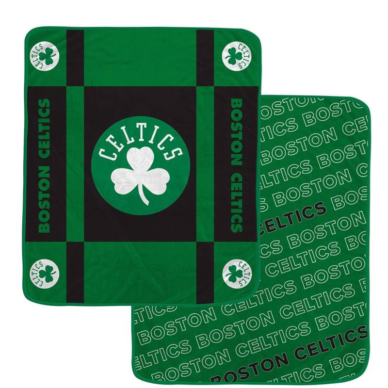 slide 1 of 3, NBA Boston Celtics 60"x70" Reverse Block Wordmark Double Sided Flannel Fleece Blanket, 1 ct