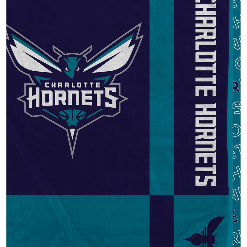 slide 2 of 3, NBA Charlotte Hornets 60"x70" Reverse Block Wordmark Double Sided Flannel Fleece Blanket, 1 ct