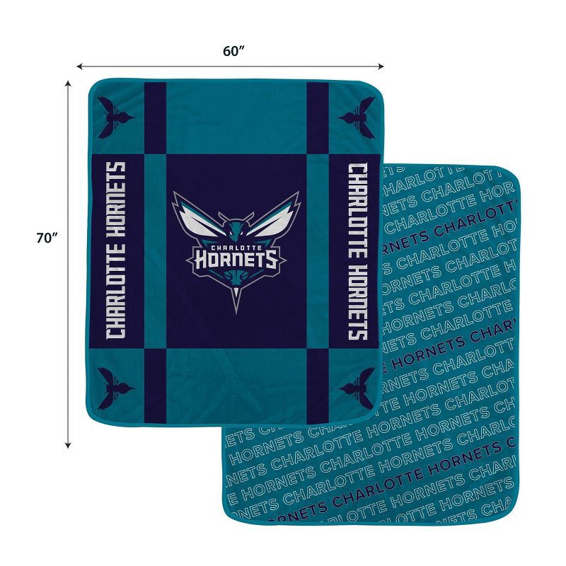 slide 3 of 3, NBA Charlotte Hornets 60"x70" Reverse Block Wordmark Double Sided Flannel Fleece Blanket, 1 ct