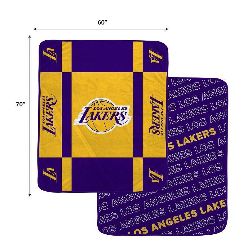 slide 3 of 3, NBA Los Angeles Lakers 60"x70" Reverse Block Wordmark Double Sided Flannel Fleece Blanket, 1 ct