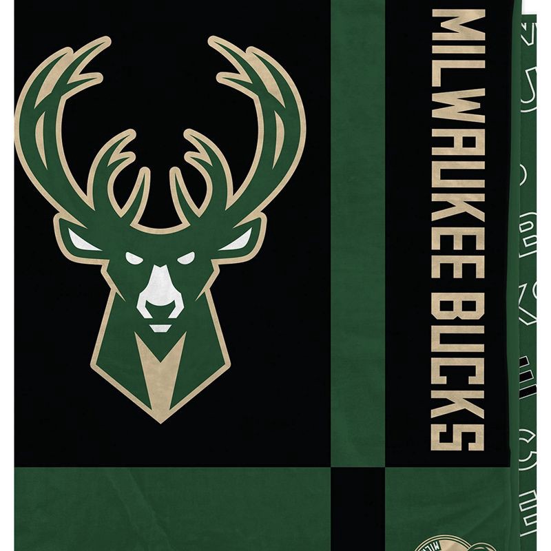 slide 2 of 3, NBA Milwaukee Bucks 60"x70" Reverse Block Wordmark Double Sided Flannel Fleece Blanket, 1 ct