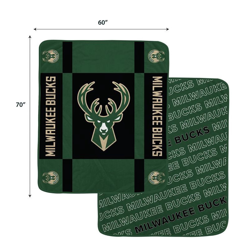 slide 3 of 3, NBA Milwaukee Bucks 60"x70" Reverse Block Wordmark Double Sided Flannel Fleece Blanket, 1 ct