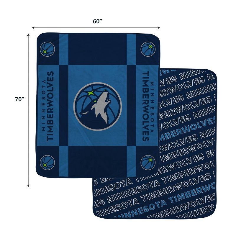 slide 3 of 3, NBA Minnesota Timberwolves 60"x70" Reverse Block Wordmark Double Sided Flannel Fleece Blanket, 1 ct
