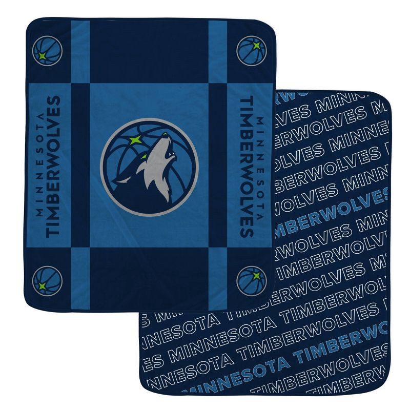 slide 1 of 3, NBA Minnesota Timberwolves 60"x70" Reverse Block Wordmark Double Sided Flannel Fleece Blanket, 1 ct