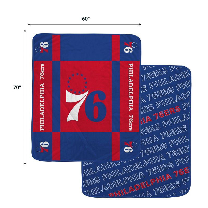 slide 3 of 3, NBA Philadelphia 76ers 60"x70" Reverse Block Wordmark Double Sided Flannel Fleece Blanket, 1 ct