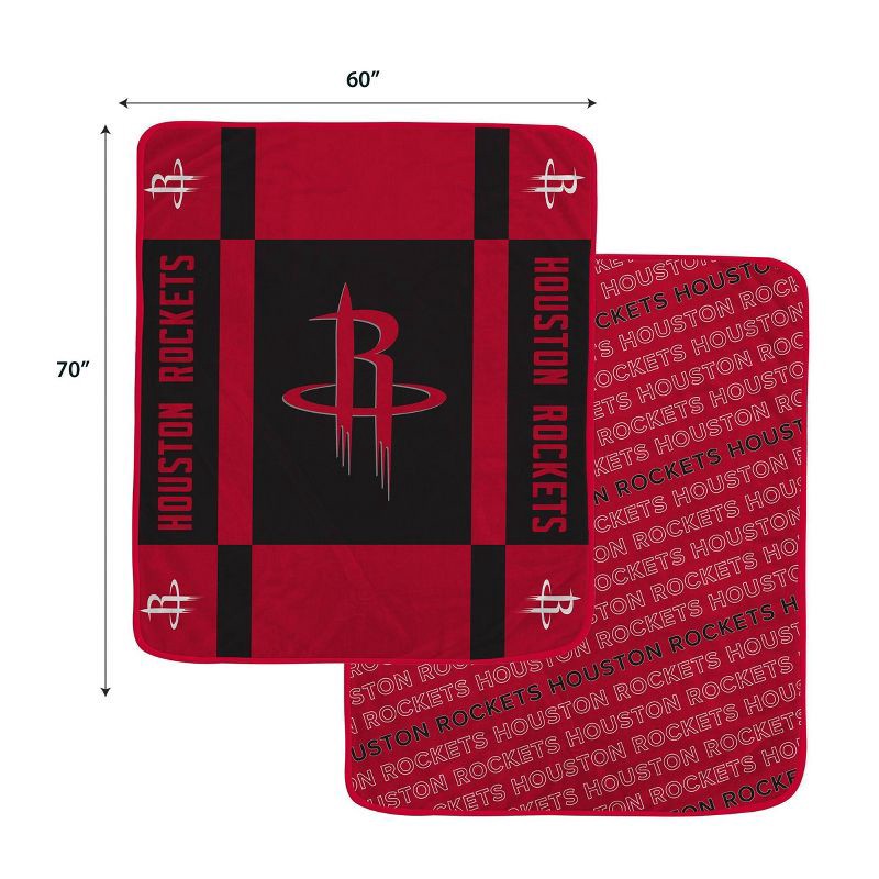 slide 3 of 3, NBA Houston Rockets 60"x70" Reverse Block Wordmark Double Sided Flannel Fleece Blanket, 1 ct