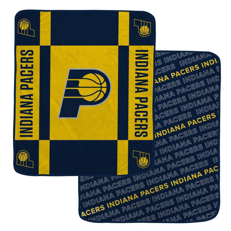 slide 1 of 3, NBA Indiana Pacers 60"x70" Reverse Block Wordmark Double Sided Flannel Fleece Blanket, 1 ct