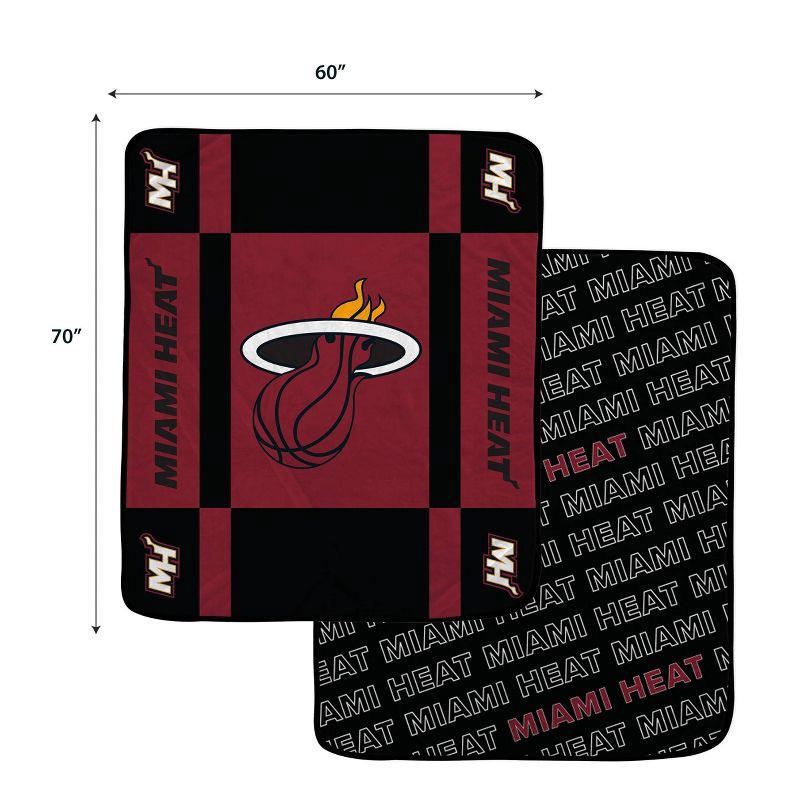 slide 3 of 3, NBA Miami Heat 60"x70" Reverse Block Wordmark Double Sided Flannel Fleece Blanket, 1 ct
