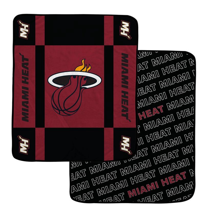 slide 1 of 3, NBA Miami Heat 60"x70" Reverse Block Wordmark Double Sided Flannel Fleece Blanket, 1 ct