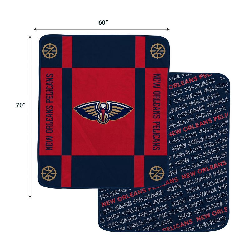 slide 3 of 3, NBA New Orleans Pelicans 60"x70" Reverse Block Wordmark Double Sided Flannel Fleece Blanket, 1 ct