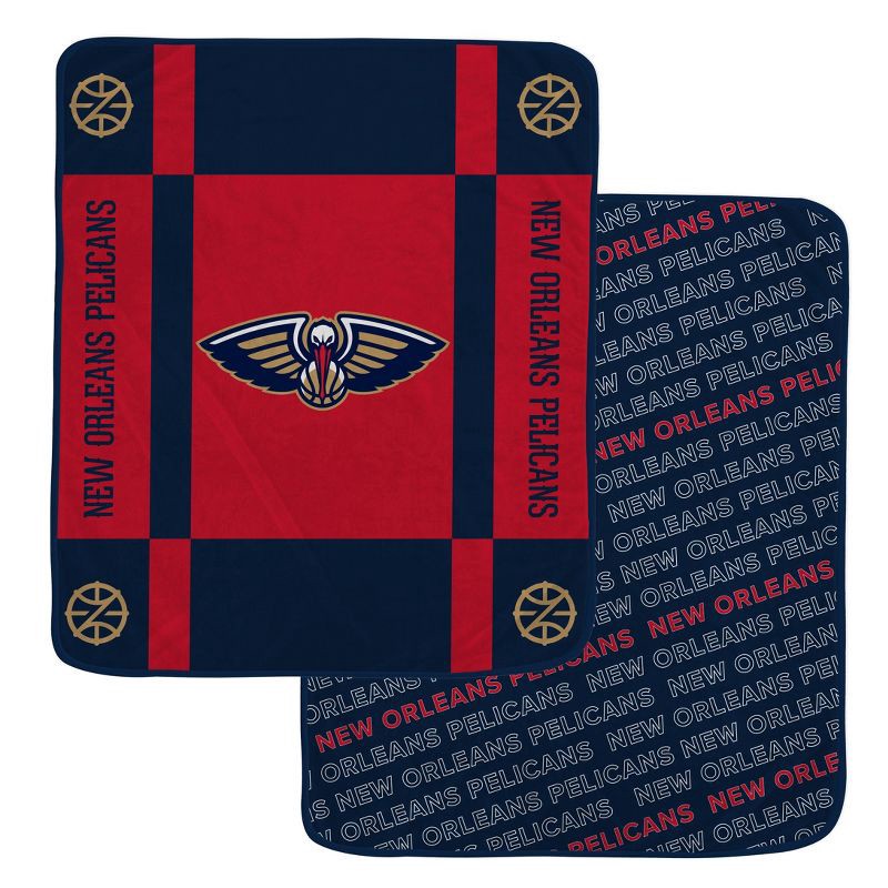 slide 1 of 3, NBA New Orleans Pelicans 60"x70" Reverse Block Wordmark Double Sided Flannel Fleece Blanket, 1 ct