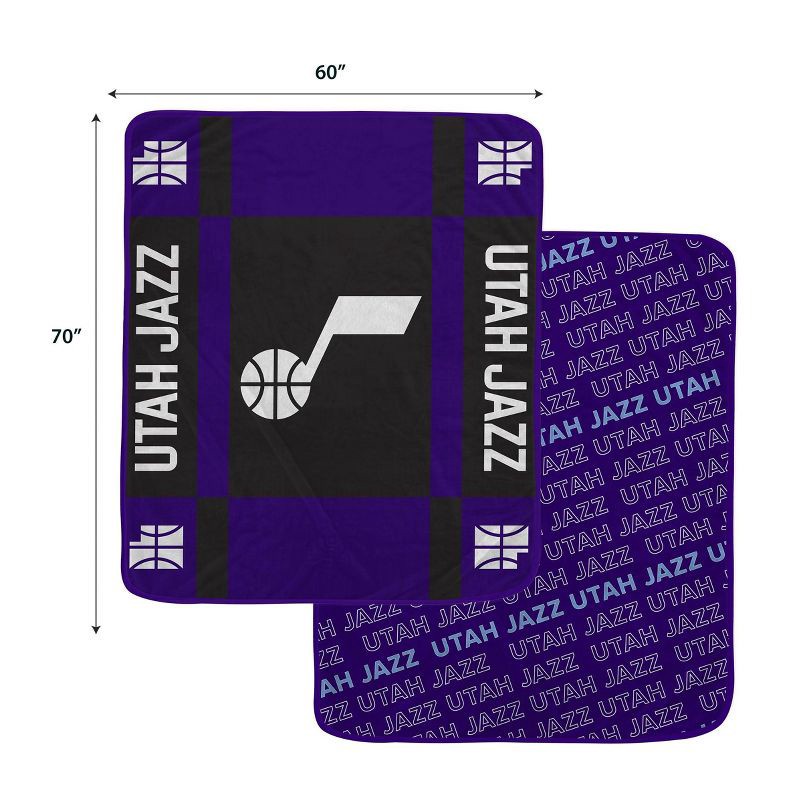 slide 3 of 3, NBA Utah Jazz 60"x70" Reverse Block Wordmark Double Sided Flannel Fleece Blanket, 1 ct