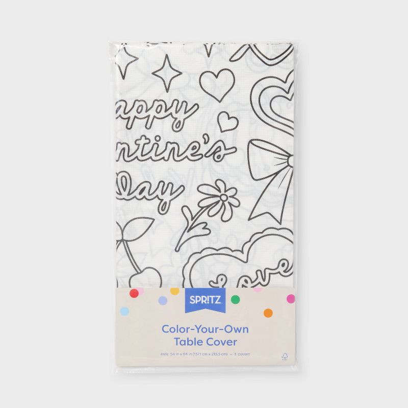 slide 3 of 3, Valentine's Day Color Your Own Table Cover - Spritz™, 1 ct