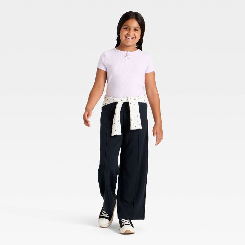 slide 3 of 3, Girls' Pull-On Track Lounge Pants - Cat & Jack™ Black L, 1 ct