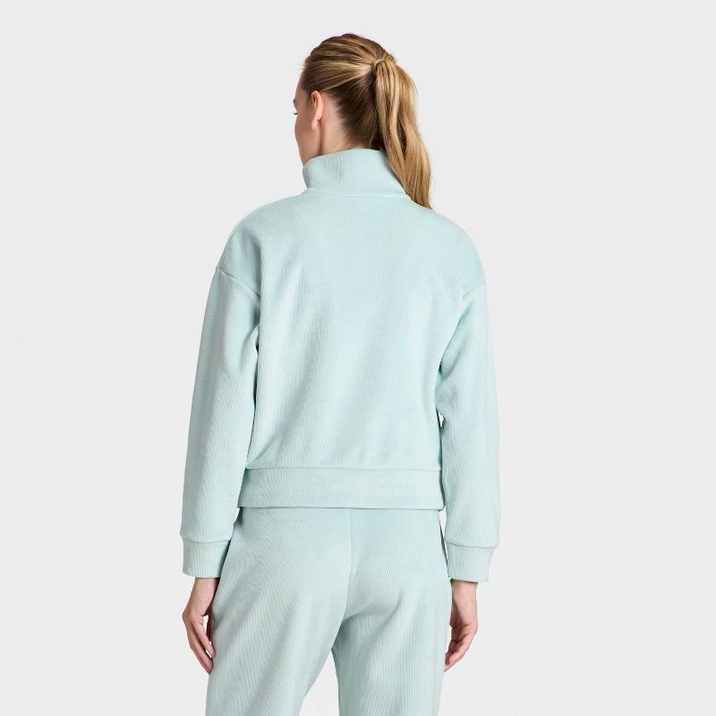 slide 2 of 5, Women's Velour Ribbed 1/2 Zip Sweatshirt - All In Motion™ Light Aqua Blue XXL, 1 ct