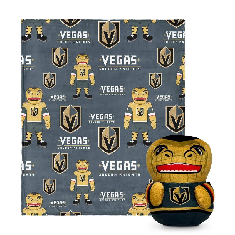 slide 1 of 3, NHL Vegas Golden Knights Mascot Silk Touch Throw Blanket and Hugger, 1 ct
