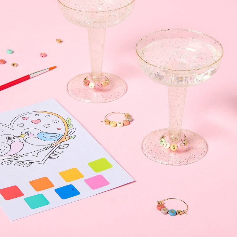 slide 2 of 3, 4ct Valentine's Day Customizable Bead Drink Marker Kit - Spritz™, 4 ct