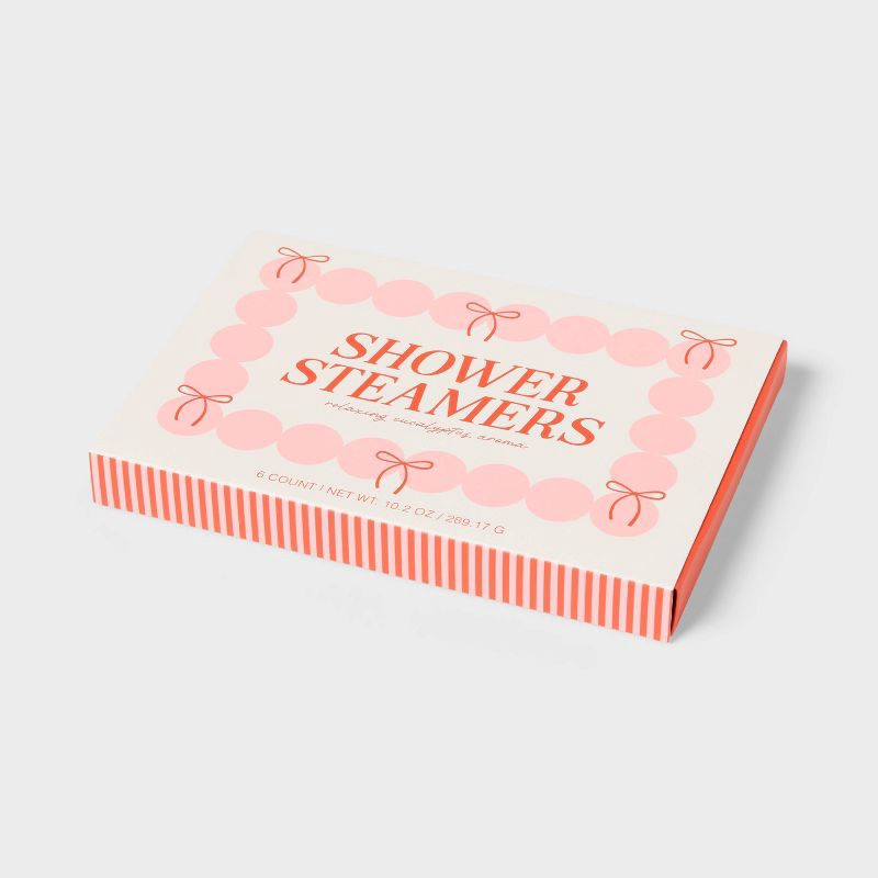 slide 3 of 4, 6ct Valentine's Day Eucalyptus Pink Bow Shower Steamer - Spritz™, 6 ct