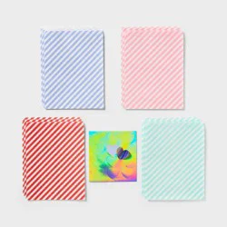 12ct Valentine's Day Striped Foldover Treat Bags with Heart Seals Colorful - Spritz™