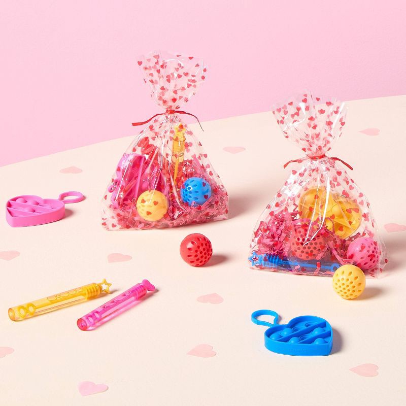 slide 2 of 3, 15ct Valentine's Day Cello Mini Heart Treat Bags with Twist Tie Closures - Spritz™, 15 ct