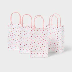 4ct XS Jr Tote Valentine's Day Colorful Hearts Gift Bags White - Spritz™