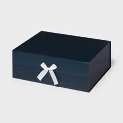 10"x13"x4.5" Gift Box with Bow Navy - Spritz™