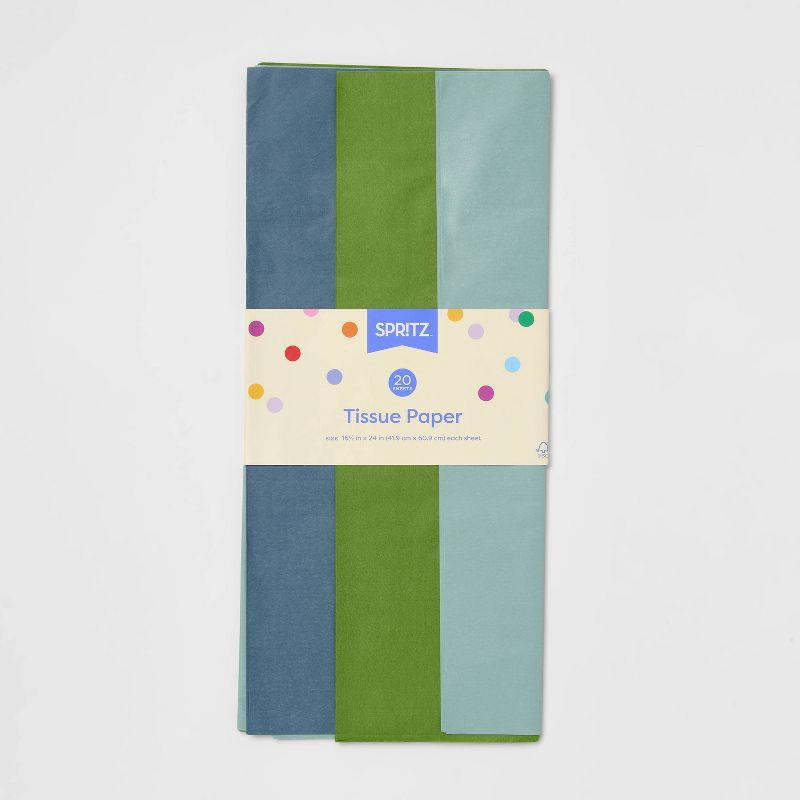 slide 3 of 3, 20ct Banded Tissue Navy Green Blue - Spritz™, 20 ct