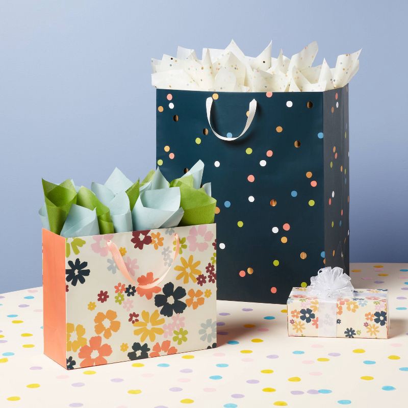 slide 2 of 3, 8ct Pegged Tissue Printed Cream Dot - Spritz™, 8 ct