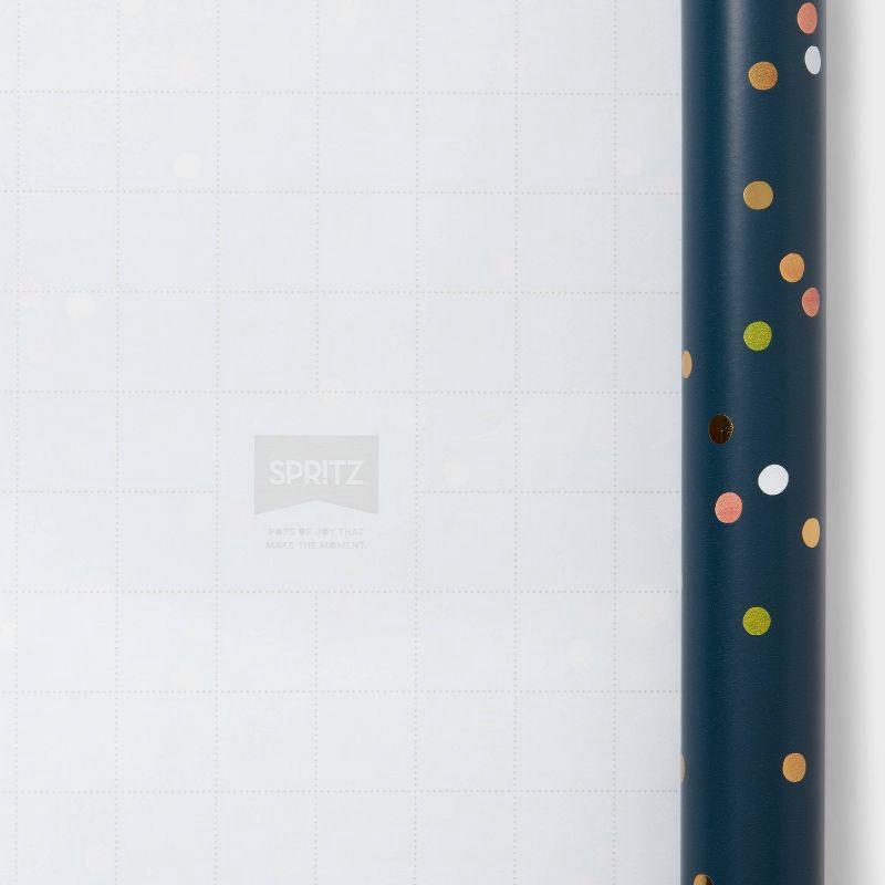 slide 3 of 3, Roll Wrap Navy Dot - Spritz™, 1 ct