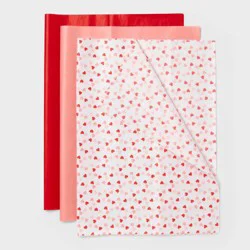 20ct Valentines Day Heart Printed and Solid Tissue Paper Red/Pink/White - Spritz™