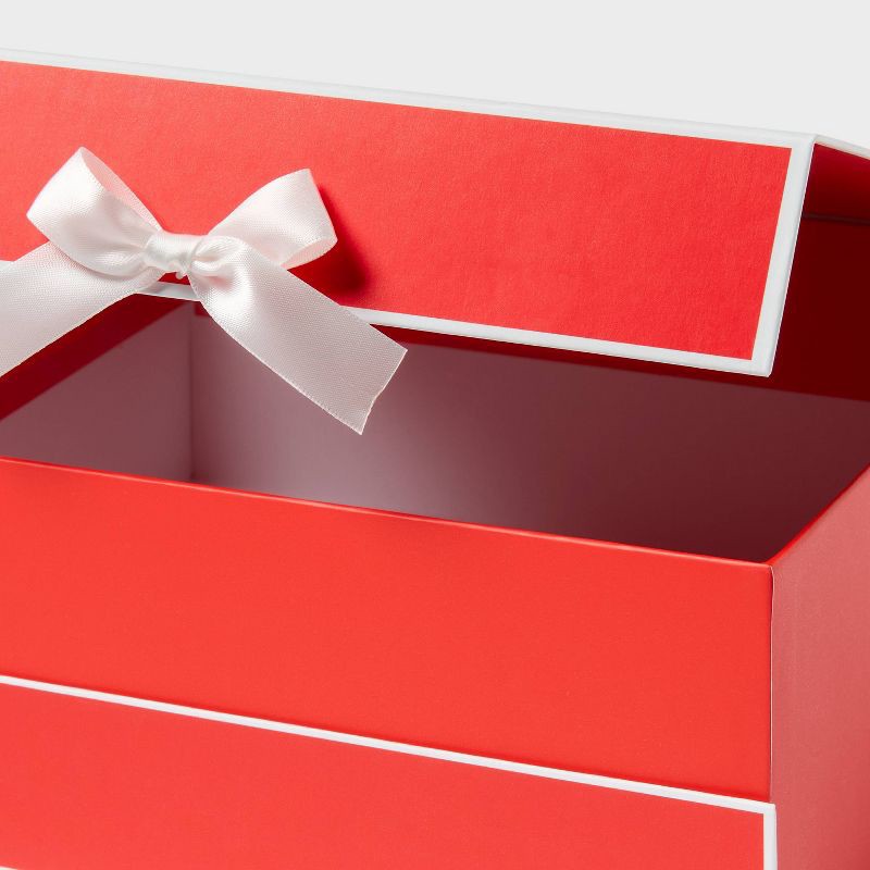 slide 3 of 3, 10"x10"x4" Valentines Day Square Gift Box with Bow Red/White - Spritz™, 1 ct