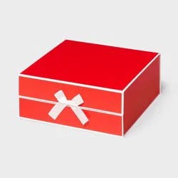 10"x10"x4" Valentines Day Square Gift Box with Bow Red/White - Spritz™