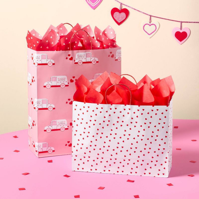 slide 2 of 3, Jumbo Valentine's Day Express Love Van Gift Bag Pink - Spritz™, 1 ct