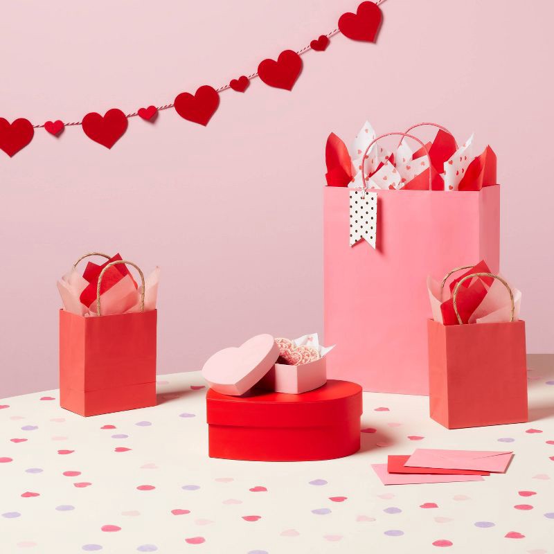 slide 2 of 3, 9"x8.5"x3.3" Valentines Day Heart Gift Box with Lid Red - Spritz™, 1 ct