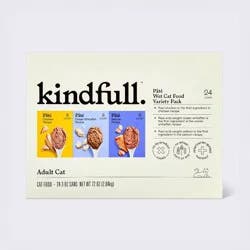 Chicken, Ocean Whitefish and Salmon Recipe Pate Wet Cat Food Variety Pack - Kindfull™ 72oz/24ct