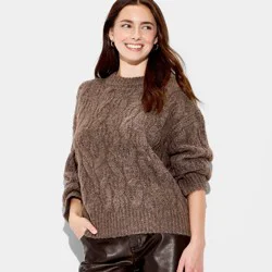 Women's Crewneck Heritage Pullover Sweater - Wild Fable™ Brown S