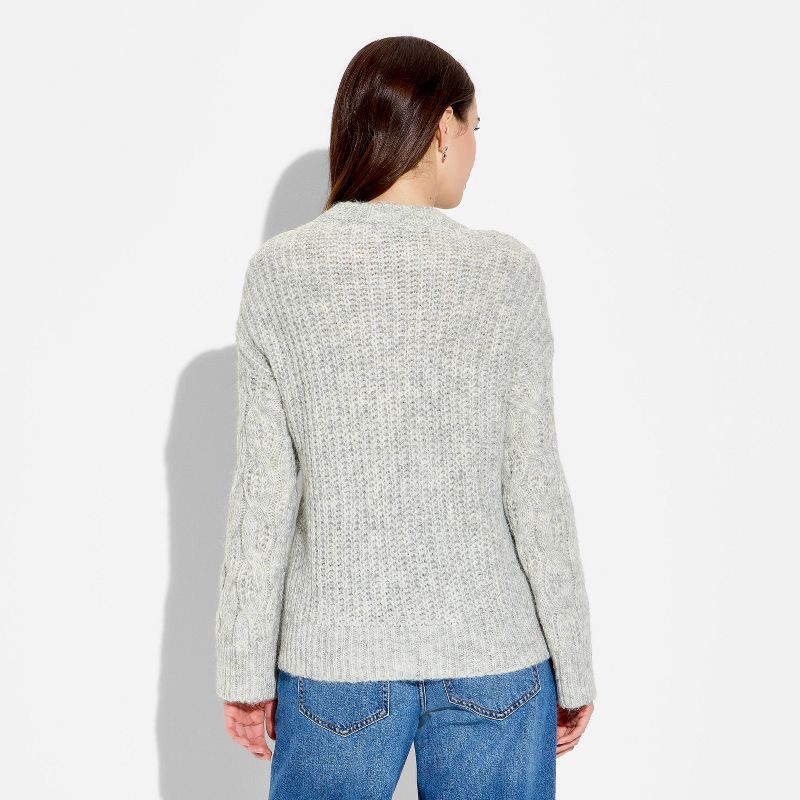 slide 3 of 3, Women's Crewneck Heritage Pullover Sweater - Wild Fable™ Gray S, 1 ct