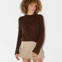 Women's Crewneck Cozy Cocoon Pullover Sweater - Wild Fable™ Brown L