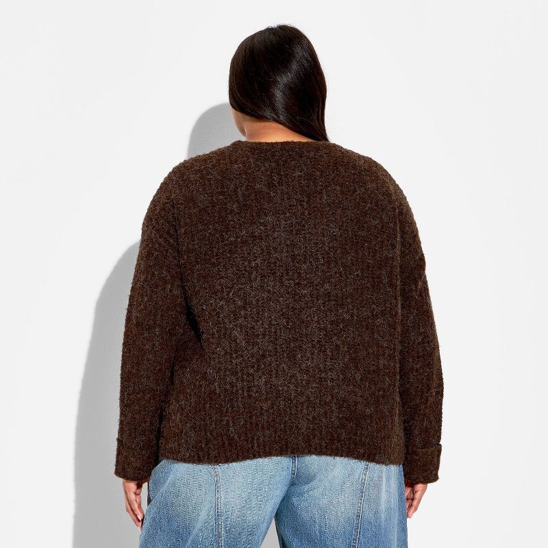 slide 3 of 3, Women's Crewneck Cozy Cocoon Pullover Sweater - Wild Fable™ Brown XXL, 1 ct