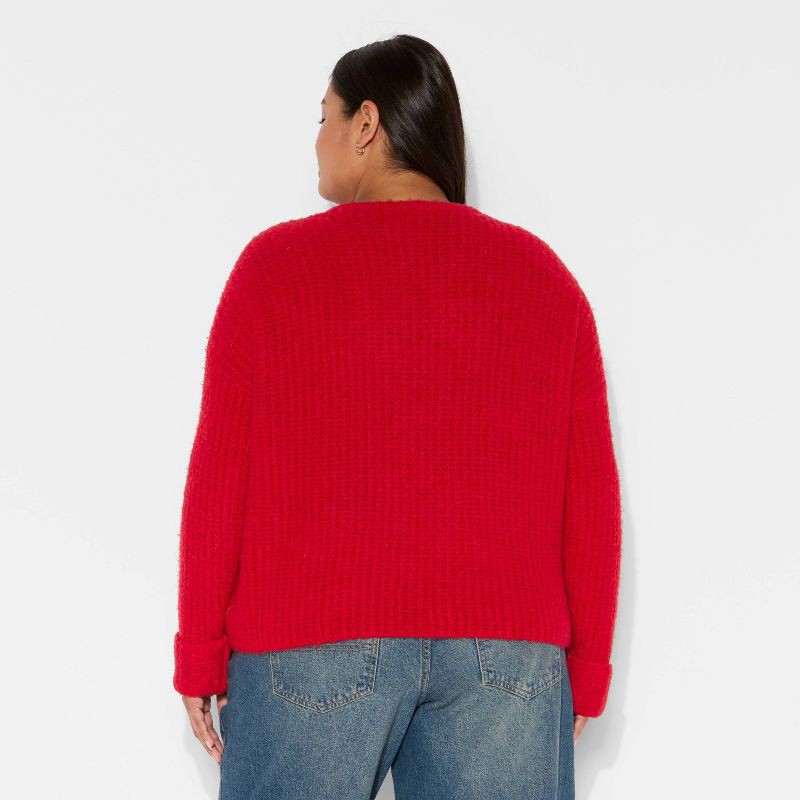 slide 3 of 3, Women's Crewneck Cozy Cocoon Pullover Sweater - Wild Fable™ Tomato Red XXL, 1 ct