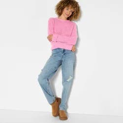 Women's Crewneck Cozy Cocoon Pullover Sweater - Wild Fable™ Rose Pink M