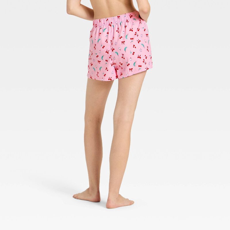 slide 2 of 3, Women's Boxer Pajama Shorts - Wild Fable™ Pink Ornaments S, 1 ct