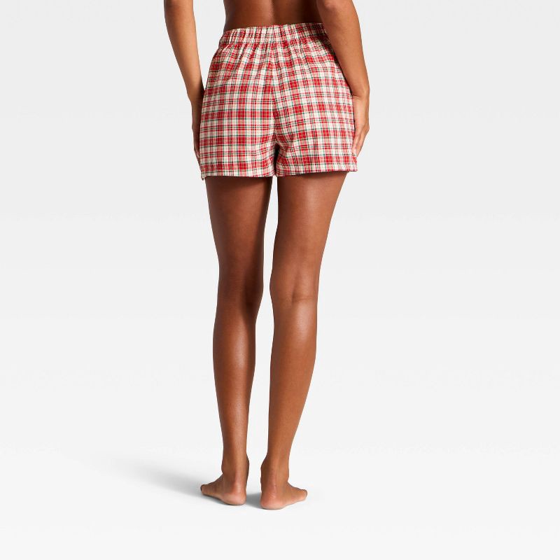 slide 2 of 3, Women's Boxer Pajama Shorts - Wild Fable™ Red Plaid XXS, 1 ct