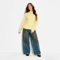 Women's Turtleneck Boucle Tunic Pullover Sweater - Wild Fable™ Yellow S