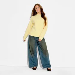 Women's Turtleneck Boucle Tunic Pullover Sweater - Wild Fable™ Yellow M